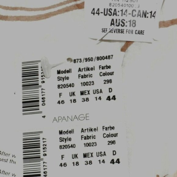 APANAGE GERMANY NEW NWT SIZE 14 L LARGE IVORY FLORAL PRINT RUFFLE LACE BLOUSE - Picture 6 of 7